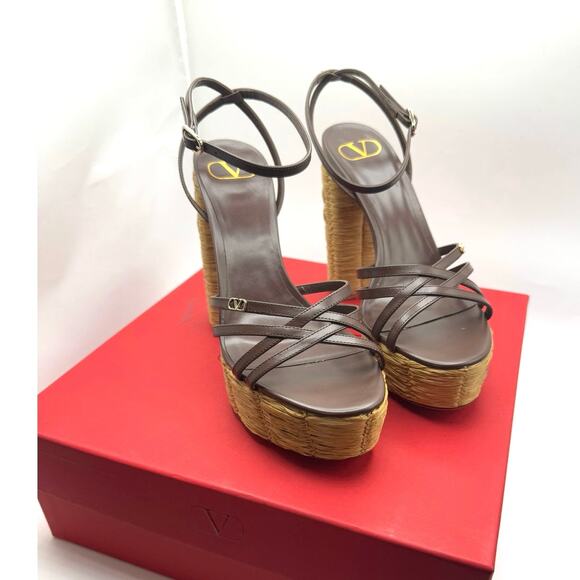 VALENTINO GARAVANI cacao & Tobacco Raflower espadrille Sandal 40 - Picture 16 of 16